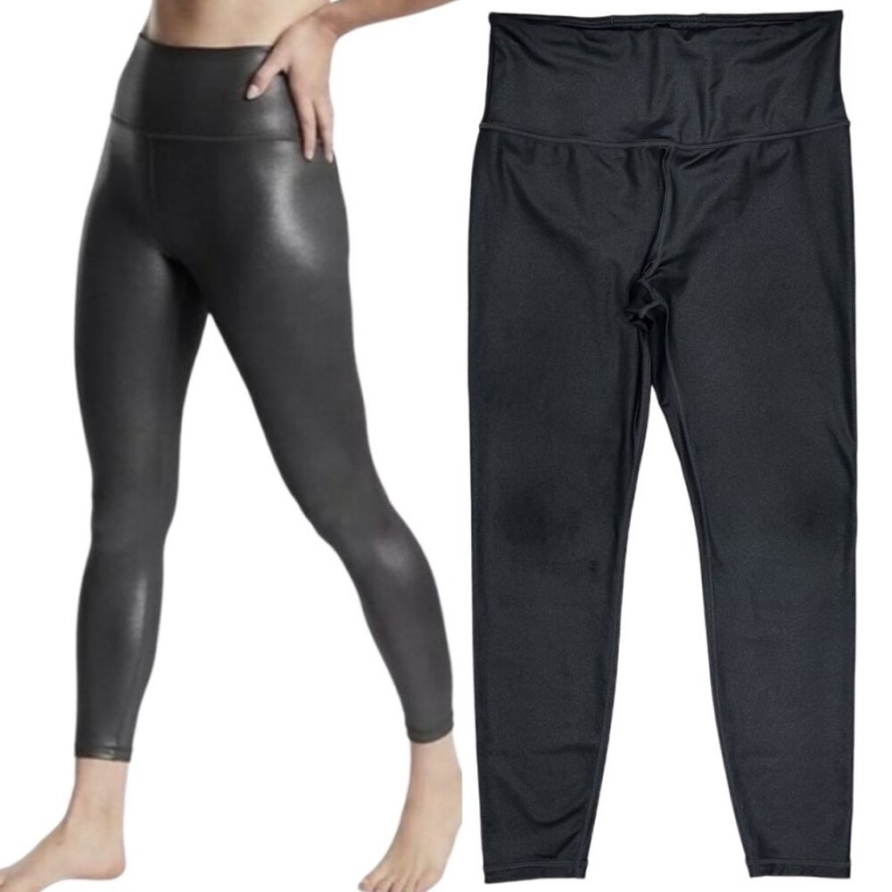 Athleta Elation Ultra High Rise Shimmer Tight in Powervita Shiny Black Size M